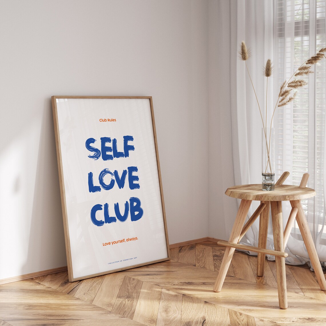 Self Love Club Blue Brush Letters Positive Affirmation Quote Wall Art - Image 3