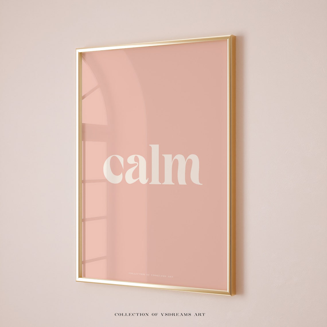 Calm Pink Minimalist Single Word Serene Typography Wellness Poster