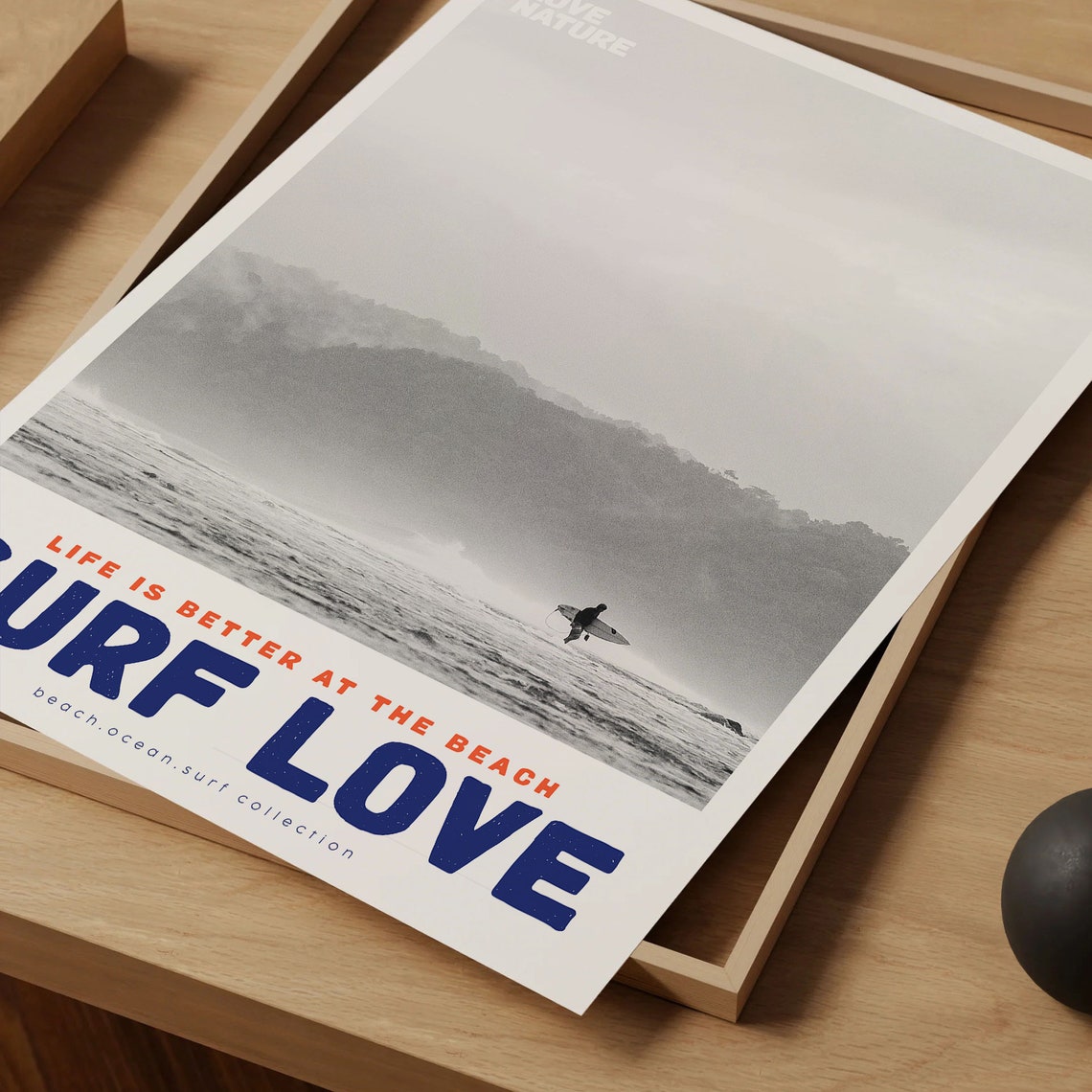 Surf Love Black And White Surfer Walking At Dawn Beach Photo Poster - Image 4
