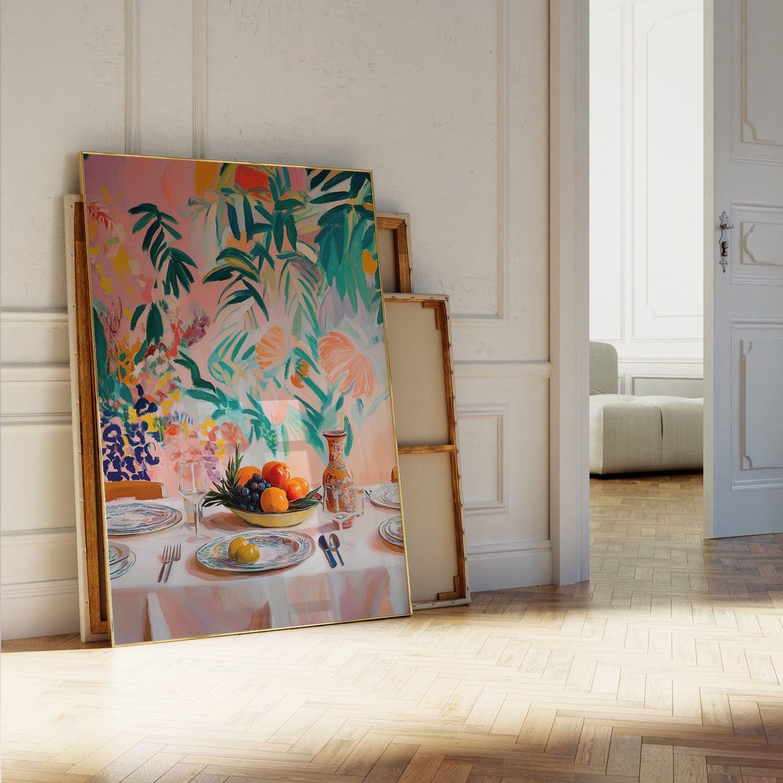 Elegant Tropical Table Setting Fresh Fruit Bowl Dining Art Poster - Image 5