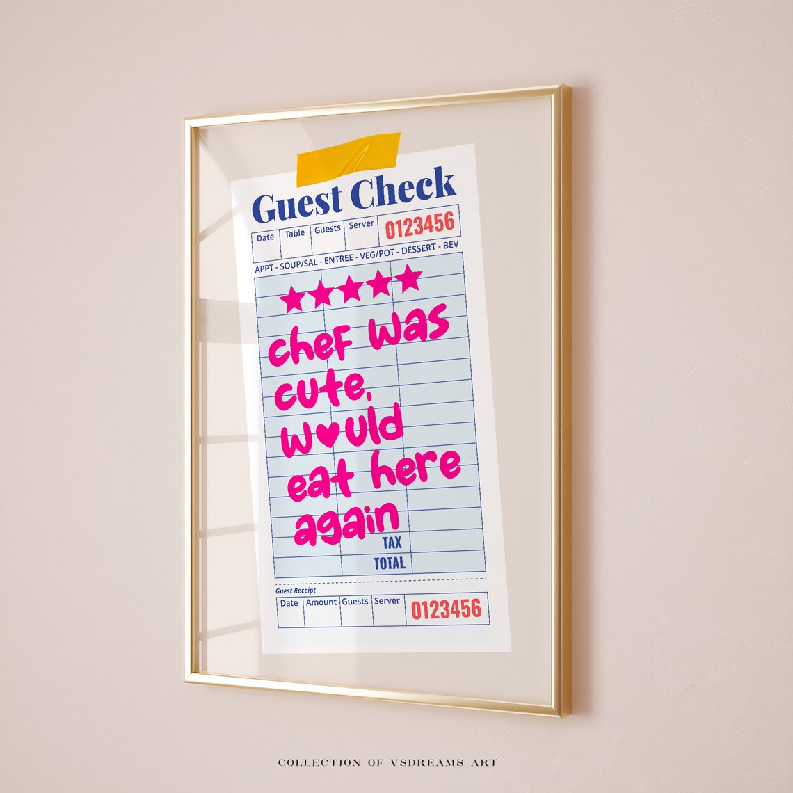 Chef Was Cute Would Eat Here Again Guest Check Kitchen Poster