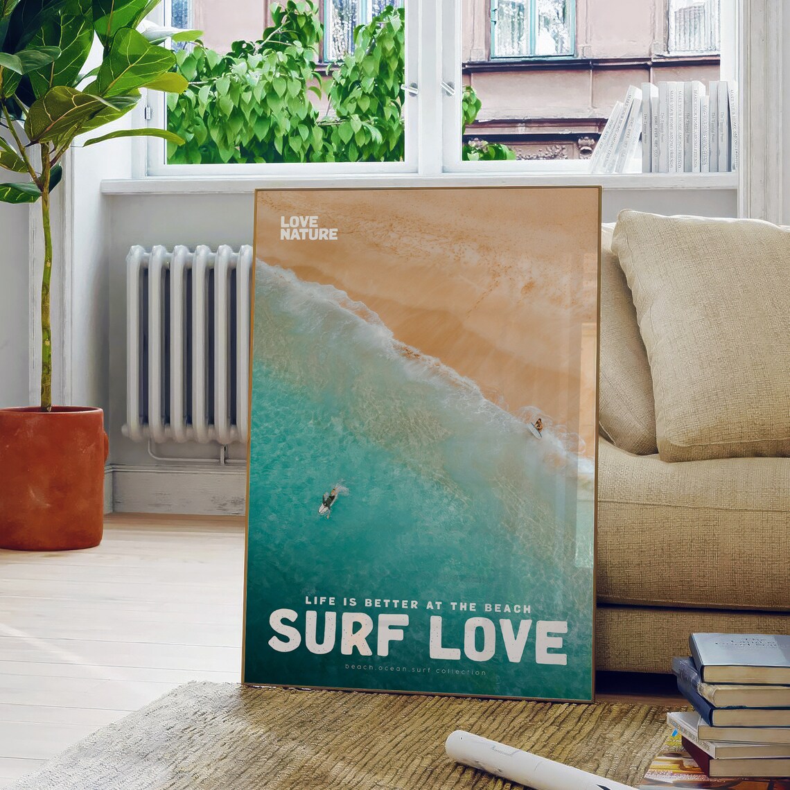 Surf Love Aerial Beach Shoreline Turquoise Water And Sand Photo Poster - Image 5