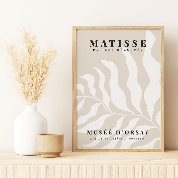 Beige Matisse Prints Modern Poster Abstract Print Living Room Poster Neutral Leaf Print Minimalist Print