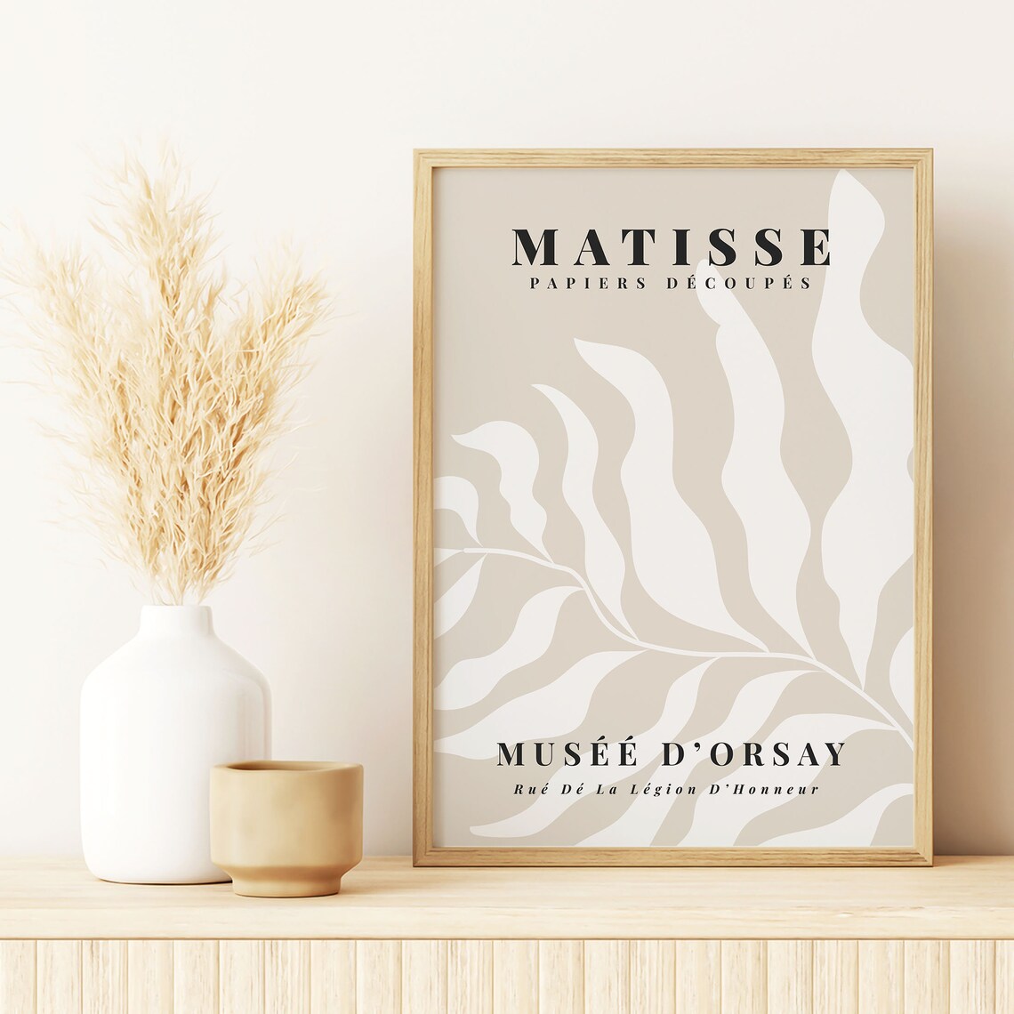 Beige Matisse Prints Modern Poster Abstract Print Living Room Poster Neutral Leaf Print Minimalist Print