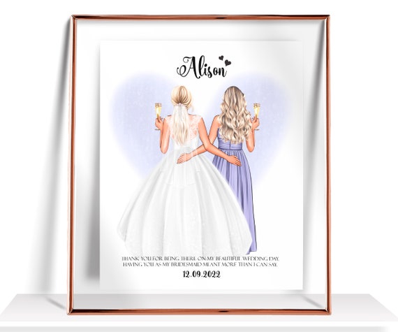 Bridesmaid Thank You Gift Personalized Bride And Bridesmaid Gifts Custom Wedding Print Maid Of Honor Gift Bride And Bridesmaid Print