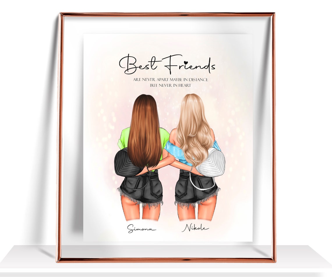 Best Friends Never Apart in Distance Two Friends Backs Poster