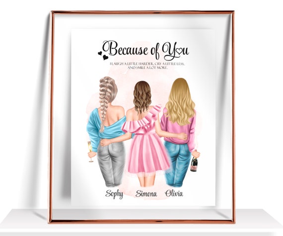 Best Friend Gifts 3 Best Friends Gift Personalized Gift Sister Gift Birthday Gifts For Her Three Best Friend Gift Friendship Print Mom Gift