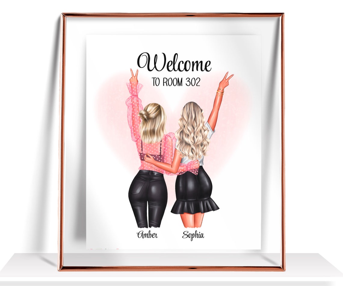 Welcome to Room 302 Dorm Roommates Peace Sign Heart Background Poster