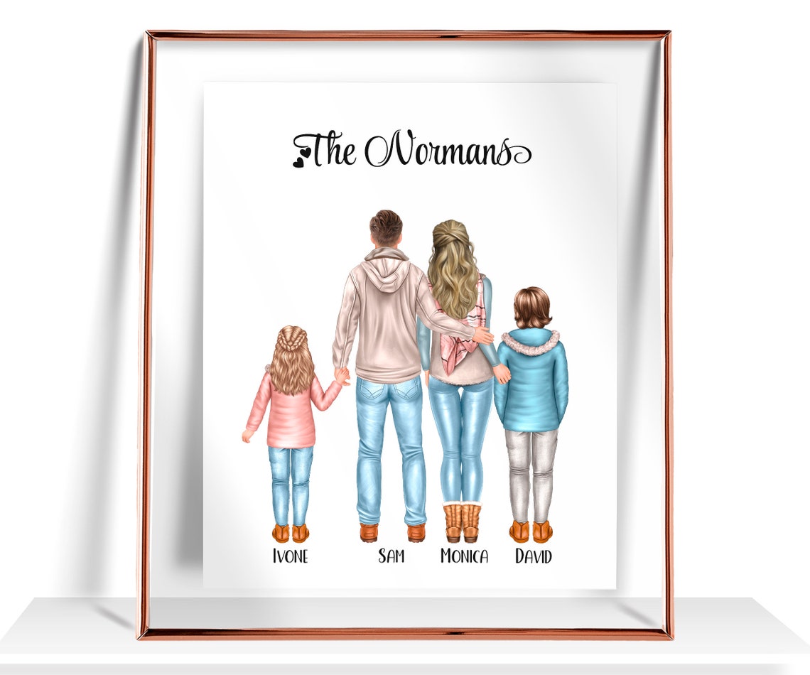 Family Portrait Personalized Family Gift Christmas Family Gift Custom Family Print Our Family Illustration Mom Gift Family Picture