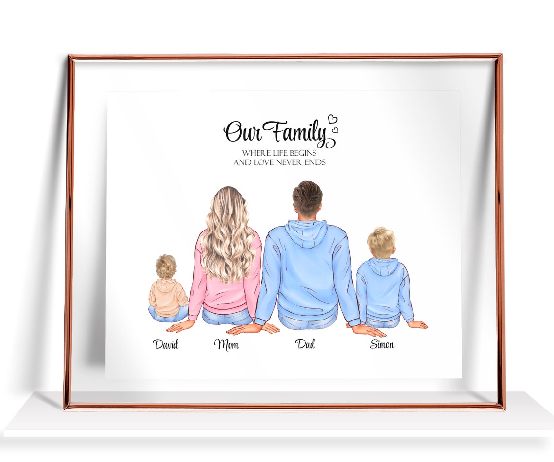 Personalized Family Print Family Portrait Custom Gifts For Mom Family Gifts Mothers Day Gift Christmas Family Gift Family Illustration