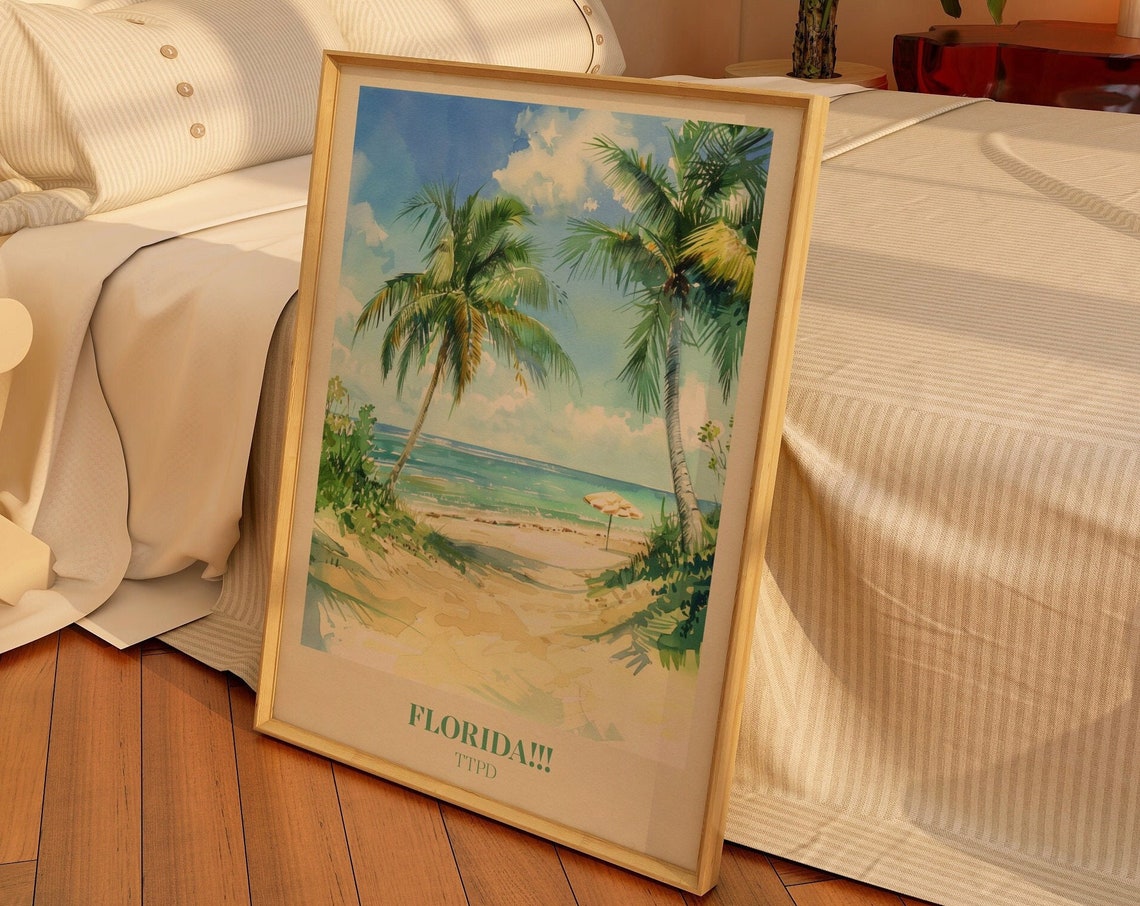 Taylor Swift Florida TTPD Tropical Beach Watercolor Scene Poster