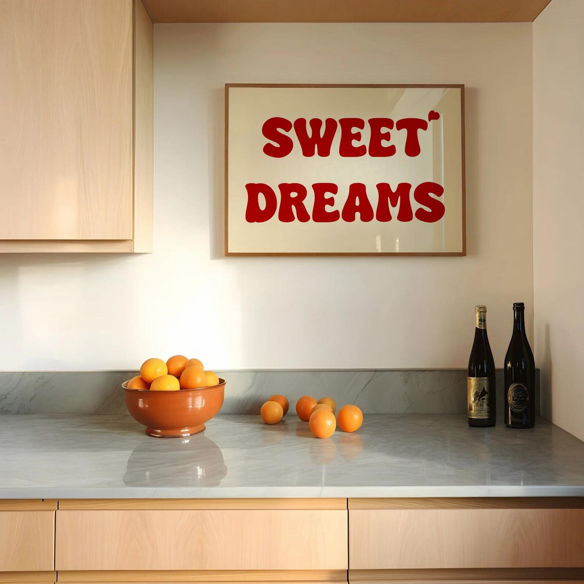 Sweet Dreams Red Retro Bubble Letter Bedroom Above Bed Wall Art - Image 4