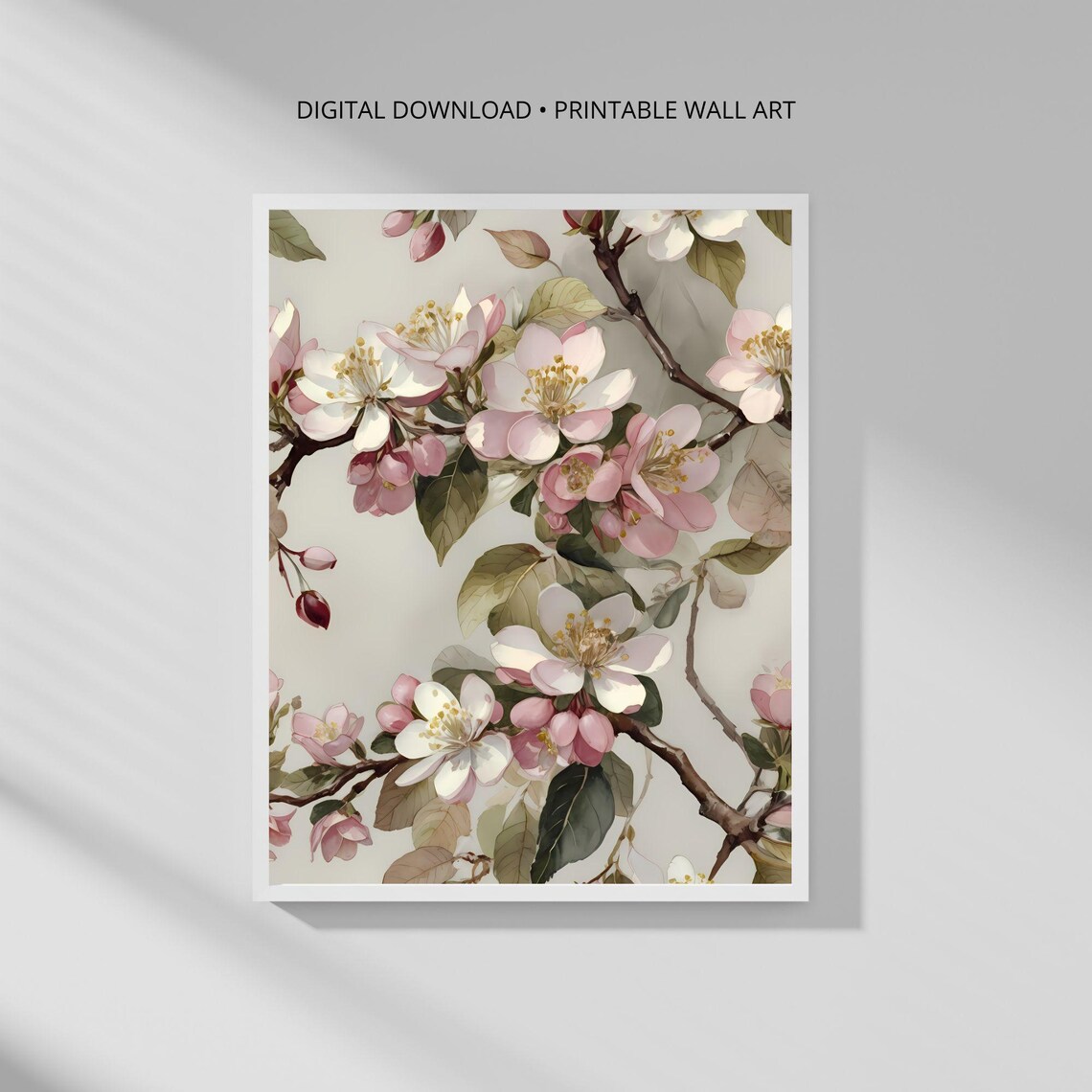 Modern Botanical Blossoming Branches, Art Print