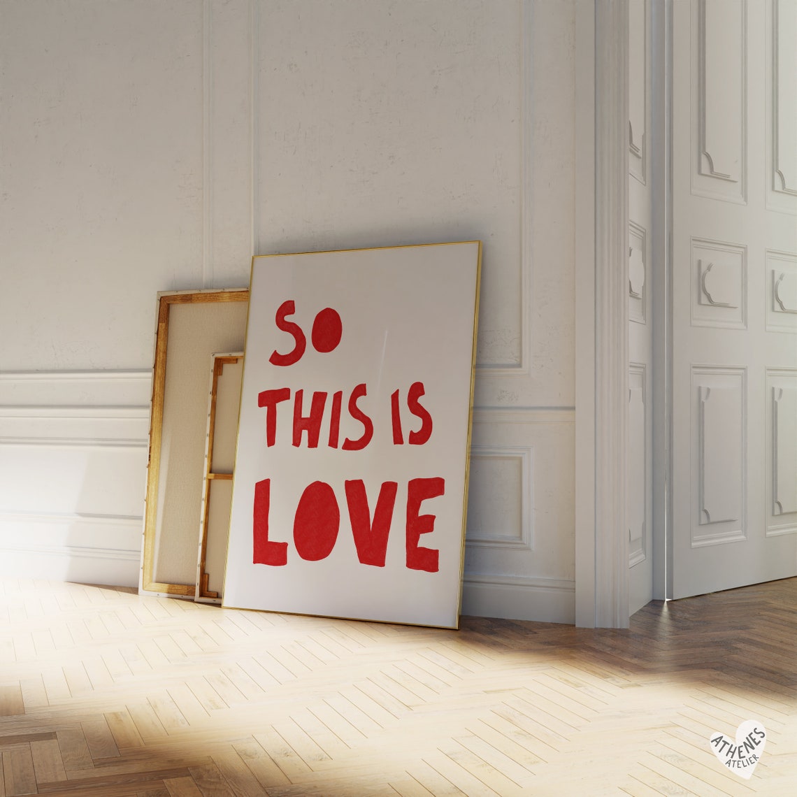 So This Is Love Bold Red Text Romance Declaration Wall Poster