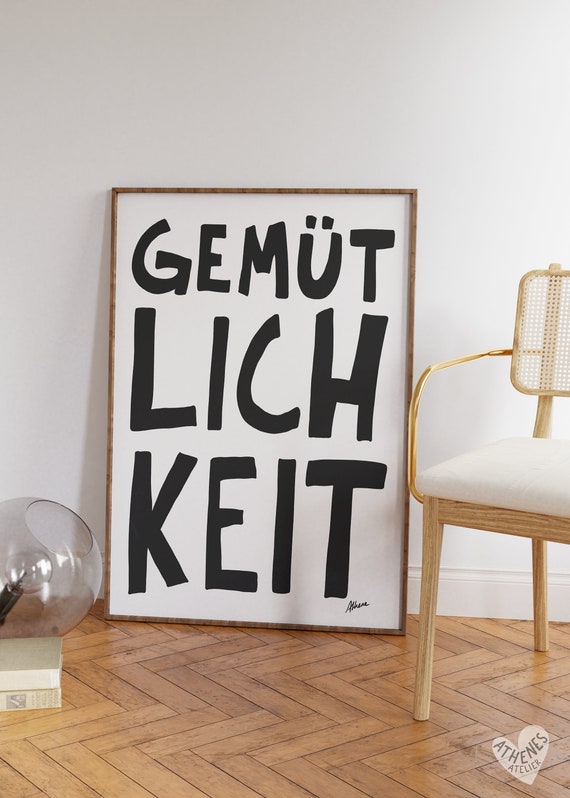 Gemutlichkeit German Wall Art, Mid Century Kitchen Print