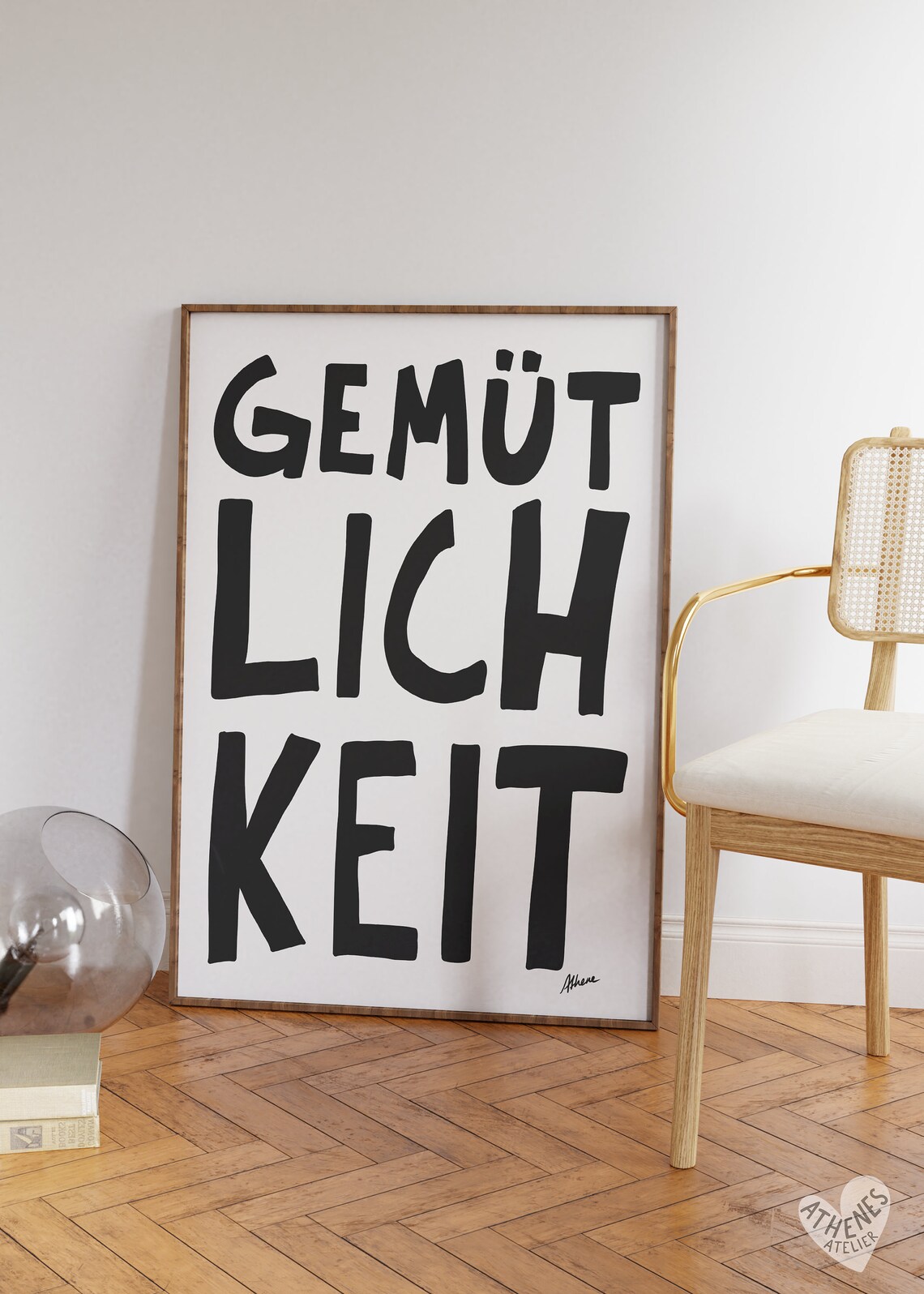 Gemutlichkeit German Wall Art, Mid Century Kitchen Print