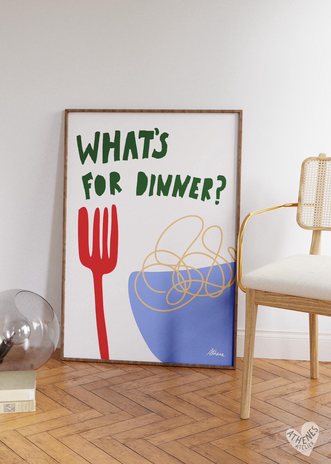 What's For Dinner Kitchen Wall Art, Pasta Poster
