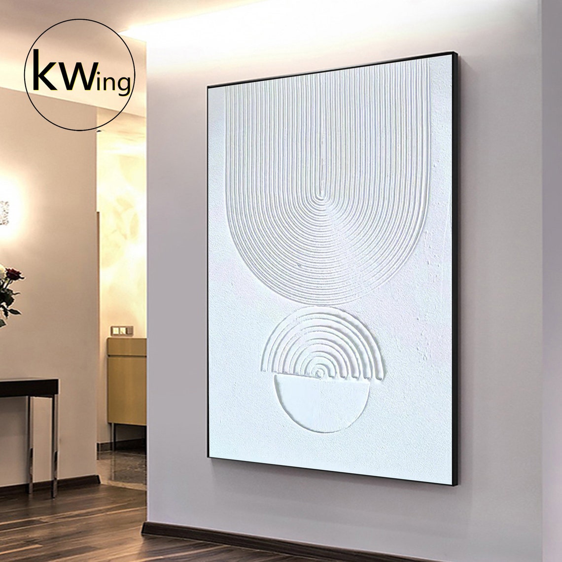 White Plaster 3D Geometric Arch Rainbow Texture Minimalist Art Poster - Image 5