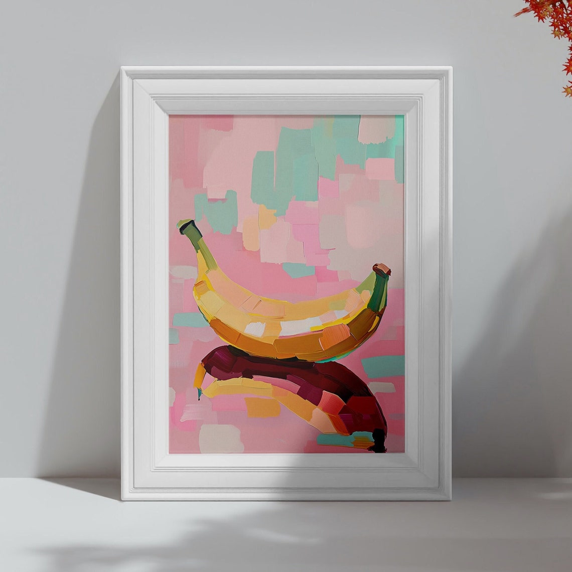 Bold Pop Art Banana With Reflection Pink Retro Kitchen Poster - Image 4