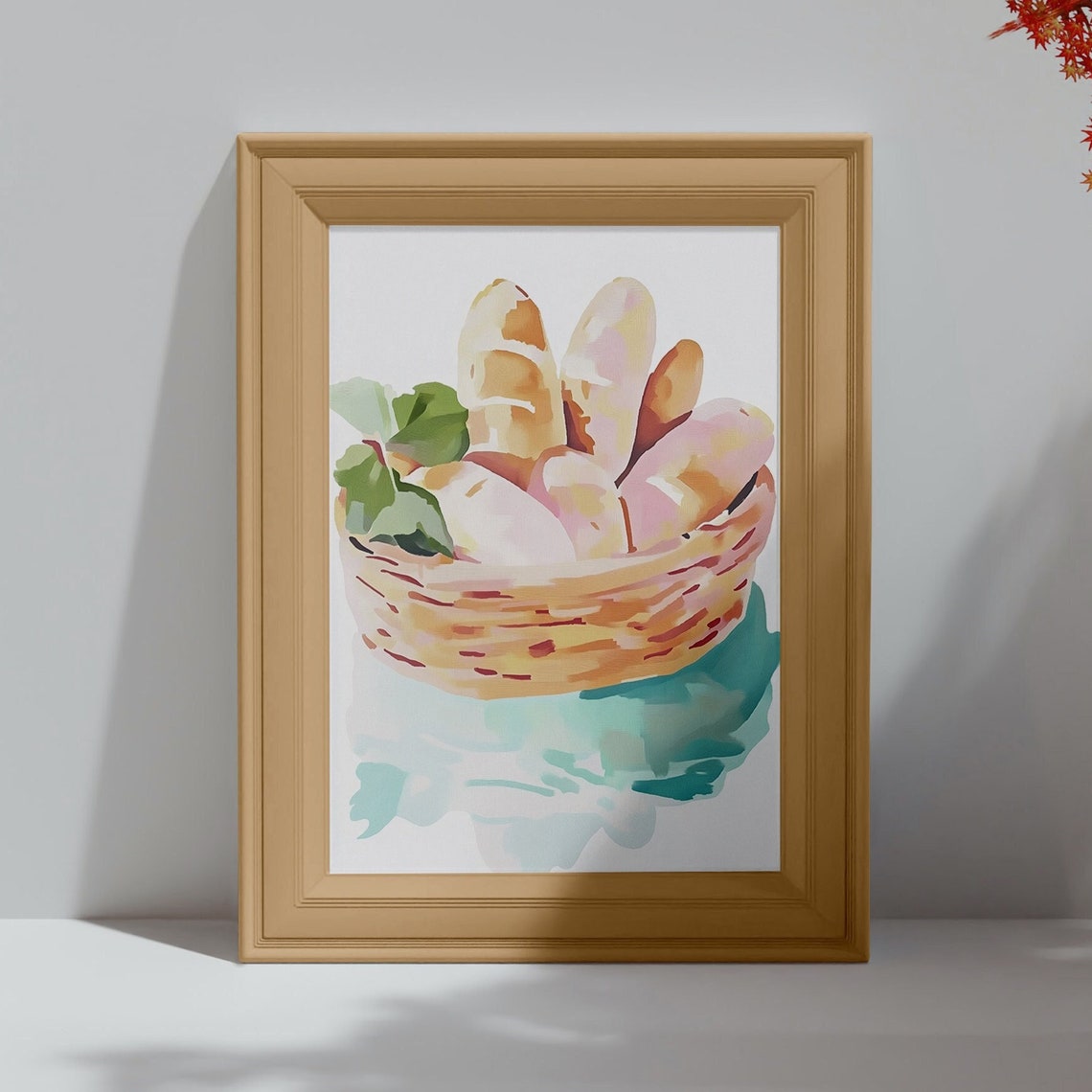Fresh Bread Basket Watercolor Rolls Kitchen Still Life Poster - Image 4