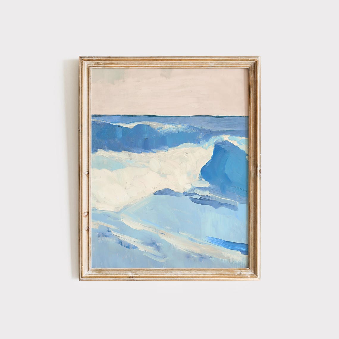 Blue Ocean Wave Abstract Seascape Ocean Painting Coastal Wall Art