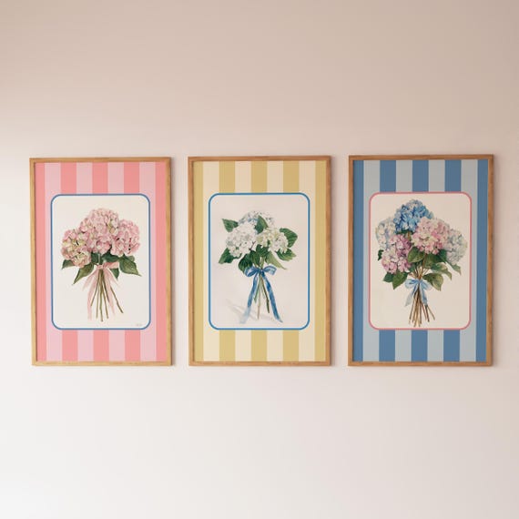 3 Piece Wall Art Coastal Granddaughter Prints Hydrangeas Trendy Dorm Apartment Decor Nursery