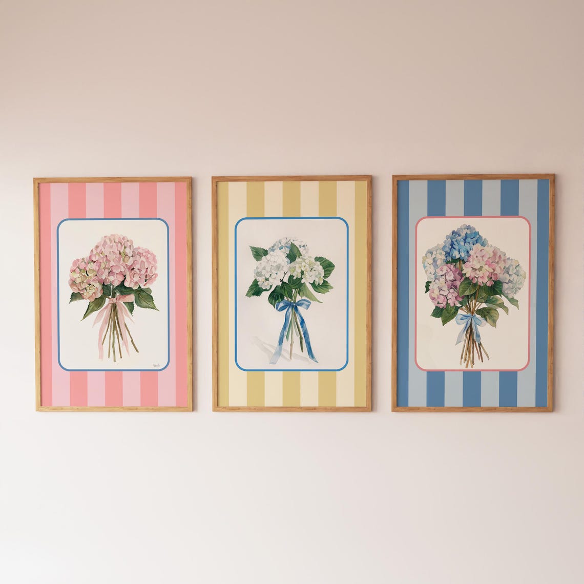 3 Piece Wall Art Coastal Granddaughter Prints Hydrangeas Trendy Dorm Apartment Decor Nursery