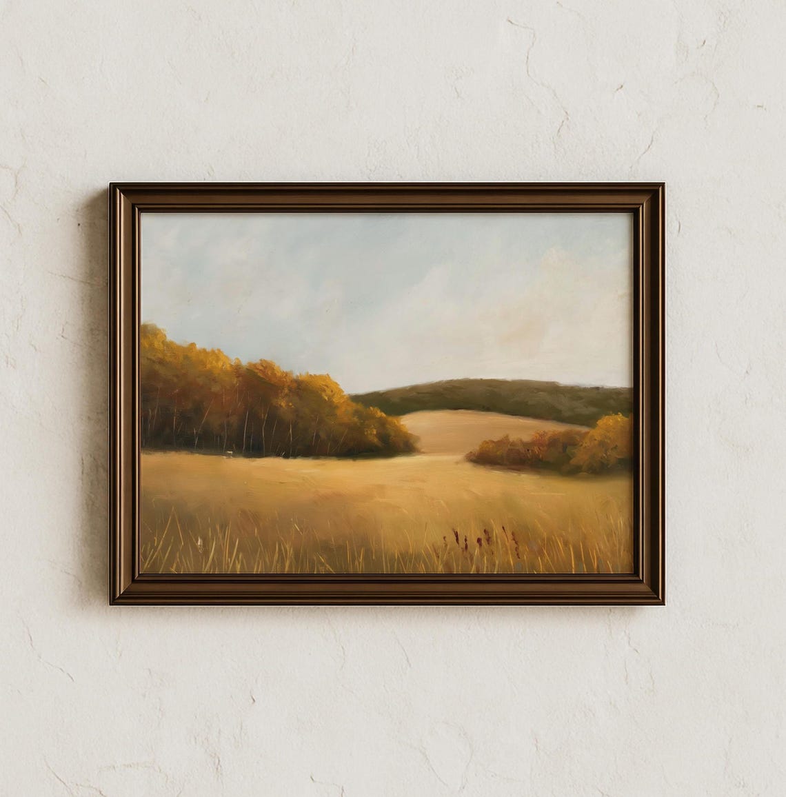 Golden Autumn Field Landscape Rolling Hills Countryside Art Print