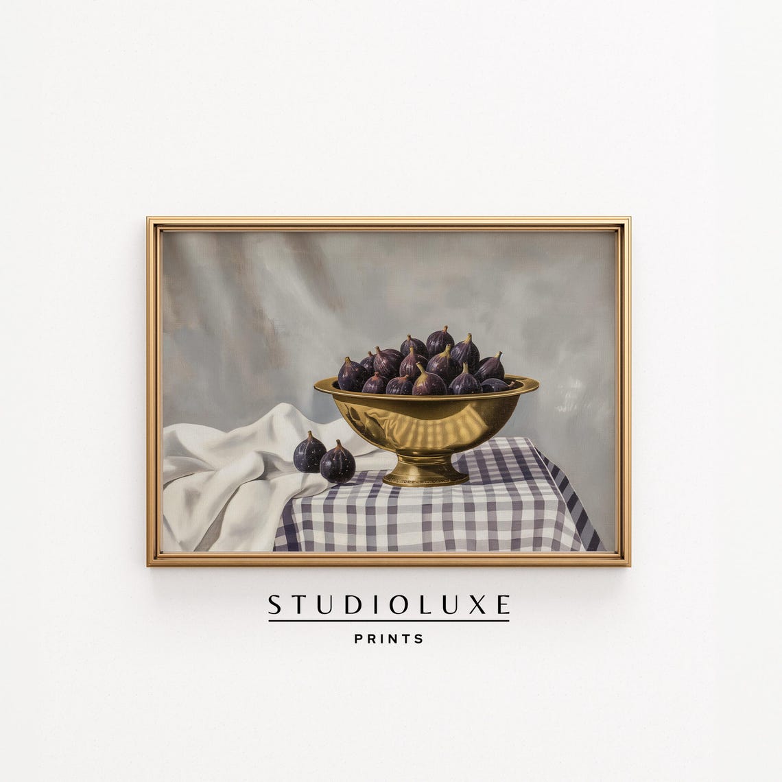 Vintage Fig Still Life Brass Bowl Rustic Kitchen Farmhouse Poster