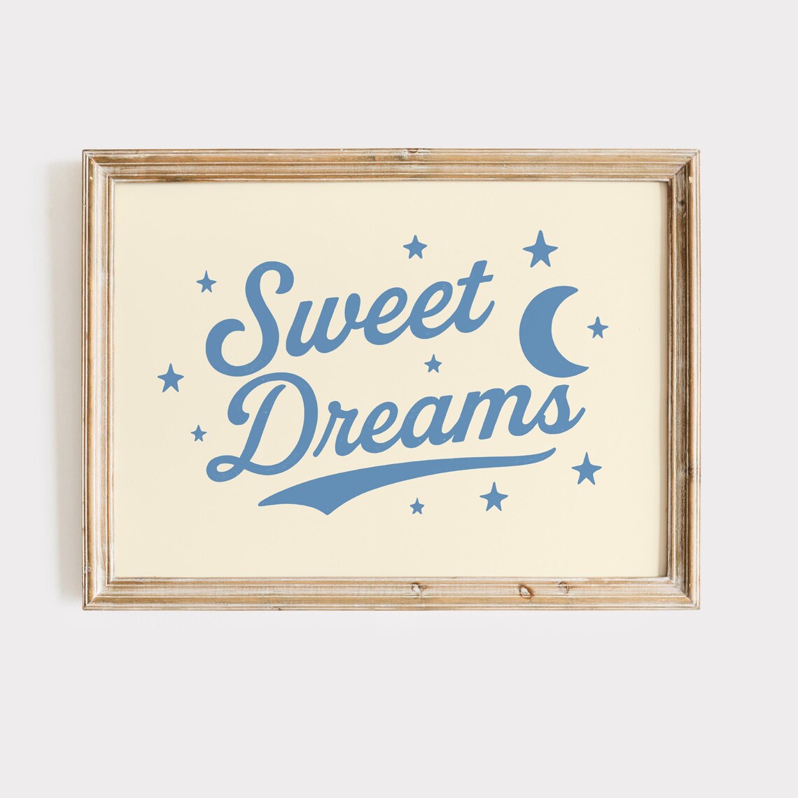 Sweet Dreams Moon and Stars Butter Yellow Nursery Decor Poster