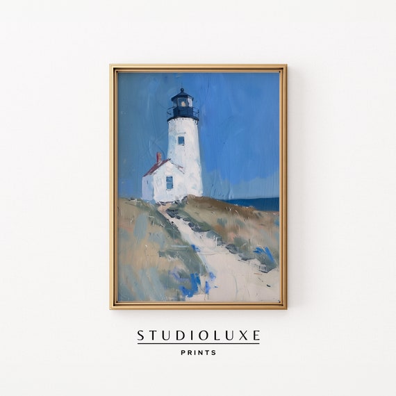 Coastal Granddaughter Prints Lighthouse Painting Wall Decor Colorful Beachy Art