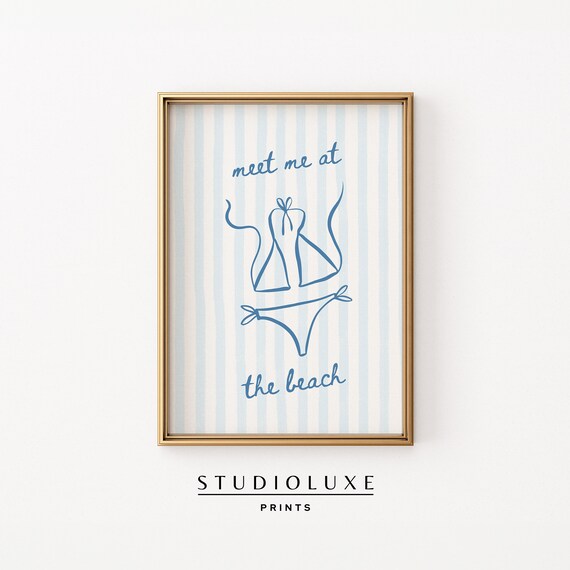 'Meet Me At The Beach' Swimsuit Script Typography Beach Quote Poster