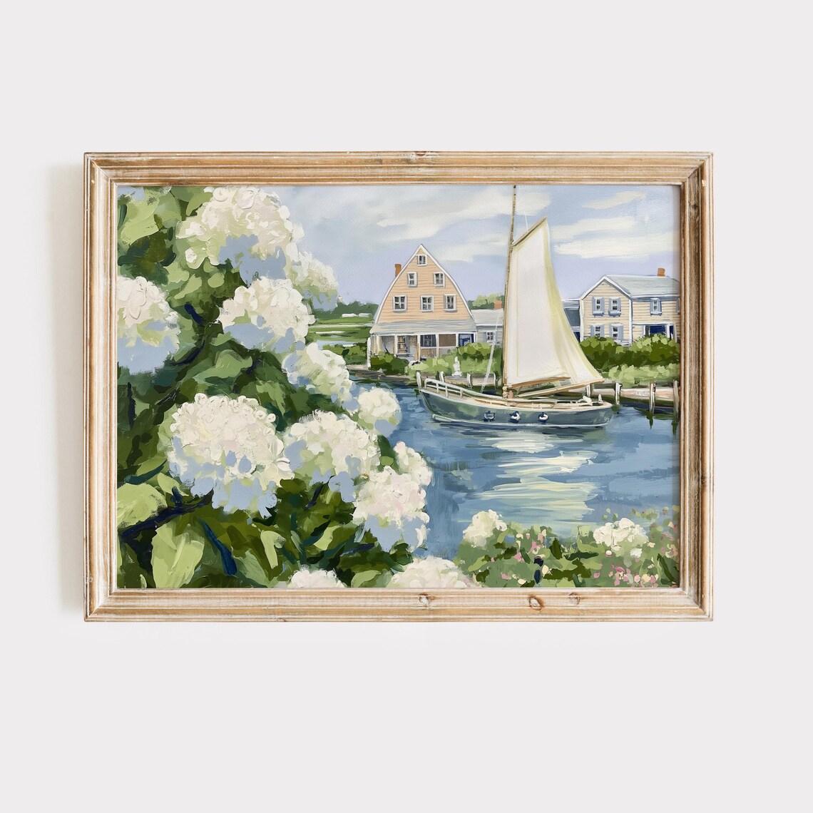 Nantucket Harbor Sailboat Art, Coastal Wall Decor
