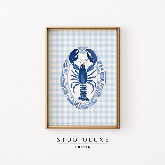Lobster Chinoiserie Coastal Kitchen Art Print