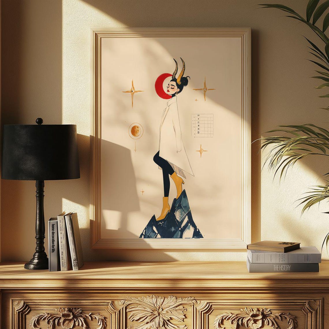 Capricorn Zodiac Sign, Minimalist Astrological Art
