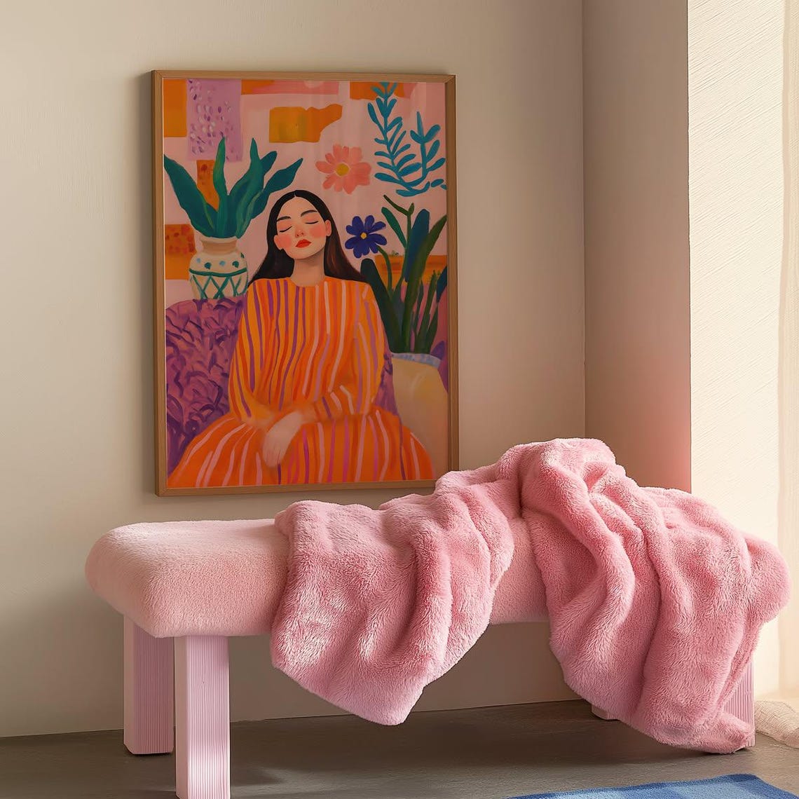Maximalist Retro Boho Woman Portrait, Matisse Inspired - Image 4
