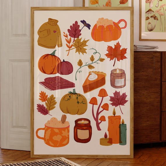 Pumpkin Season Essentials Wall Art Cozy Autumn With Vintage Flair