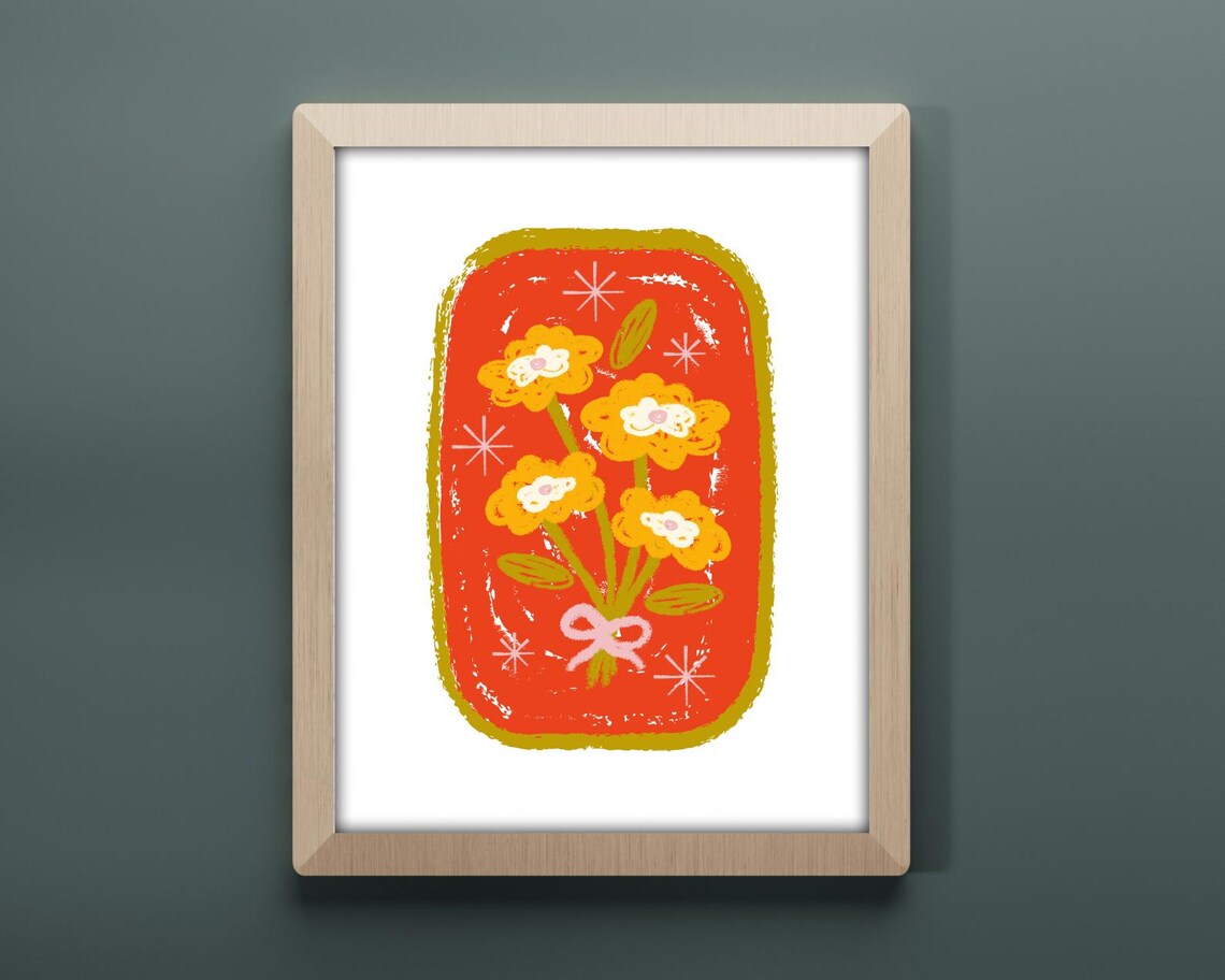 Vintage Floral Bouquet, Retro Style Art Print - Image 2