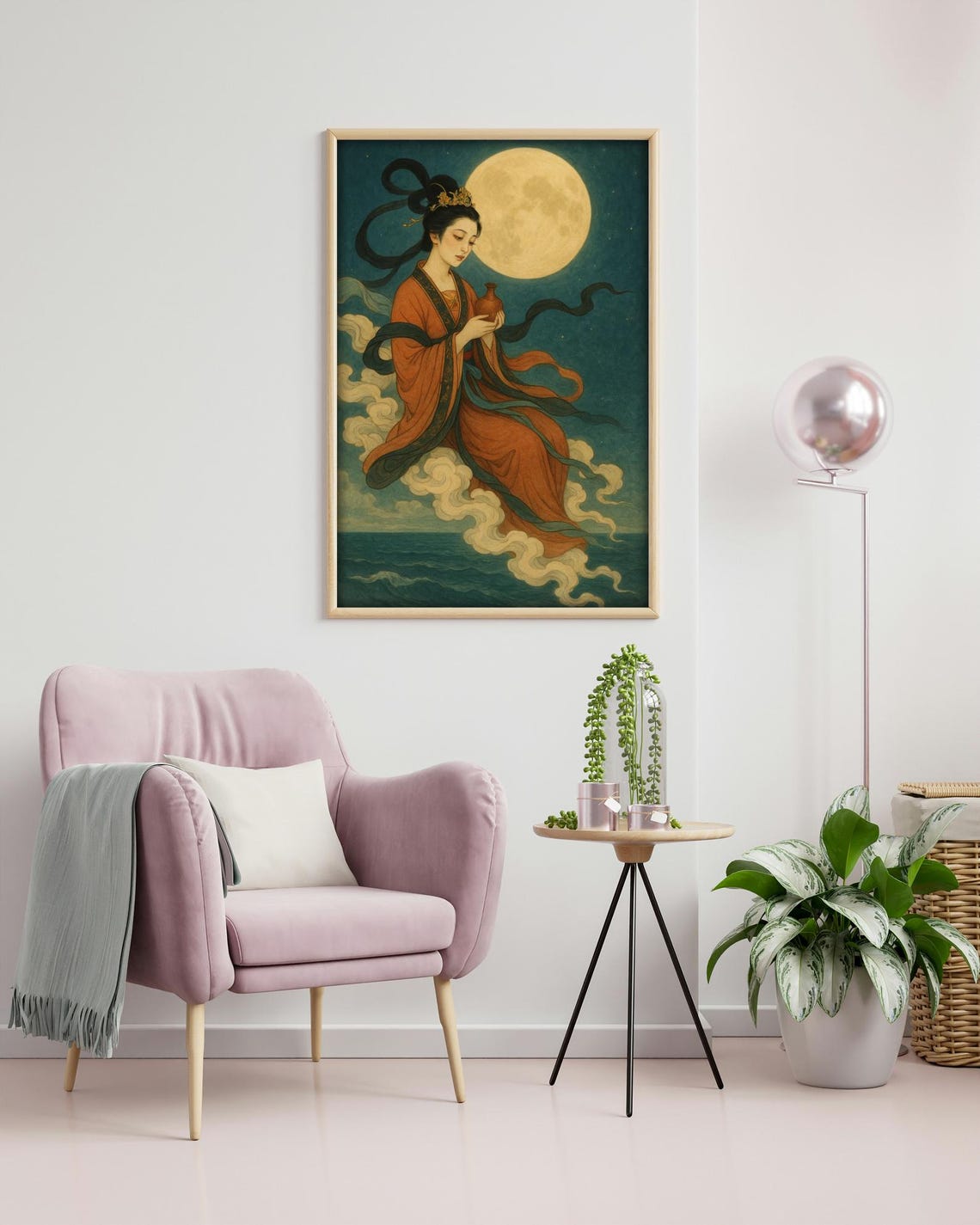 Chinese Moon Goddess Art Print, Celestial Illustration - Image 2