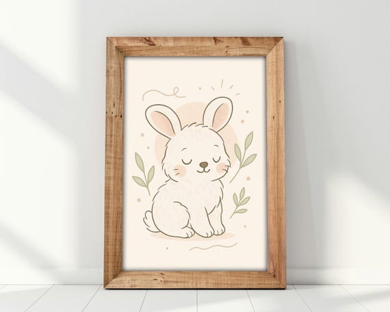 Cute Minimal Bunny Illustration, Nursery Decor