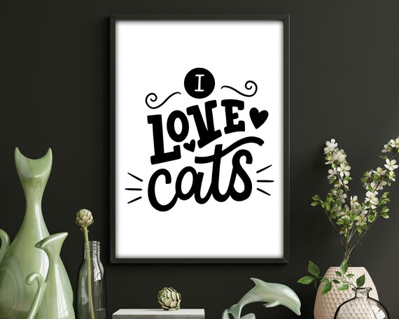 I Love Cats Bold Minimalist Cat Lover Quote