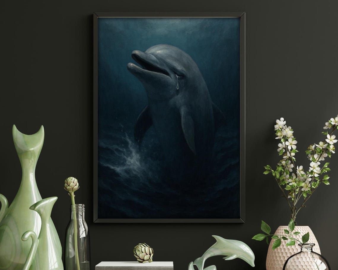 Crying Dolphin, Emotional Surreal Ocean Art Print - Image 4