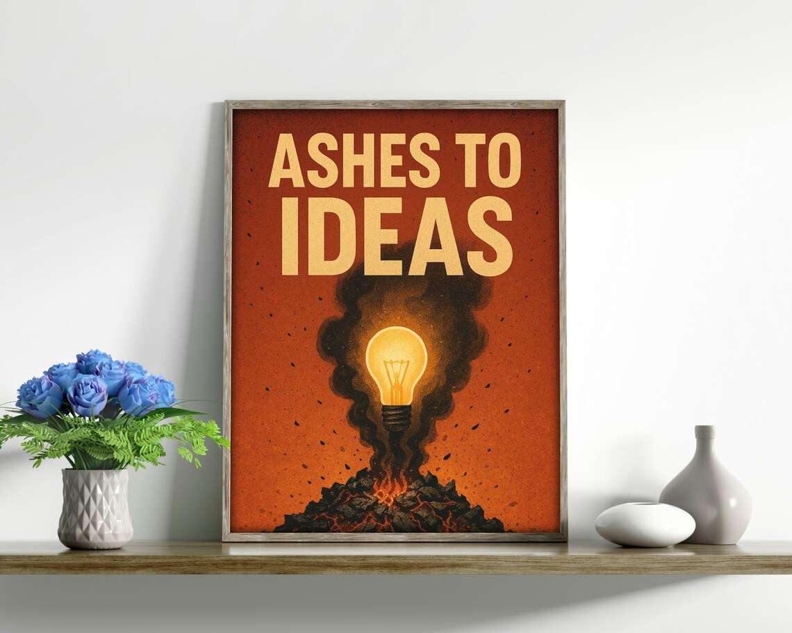 Ashes To Ideas Inspirational Quote Art Print - Image 2