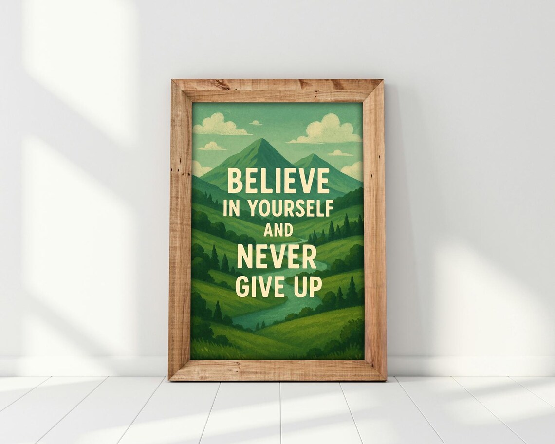 Believe In Yourself Inspirational Mountain Landscape - Image 4