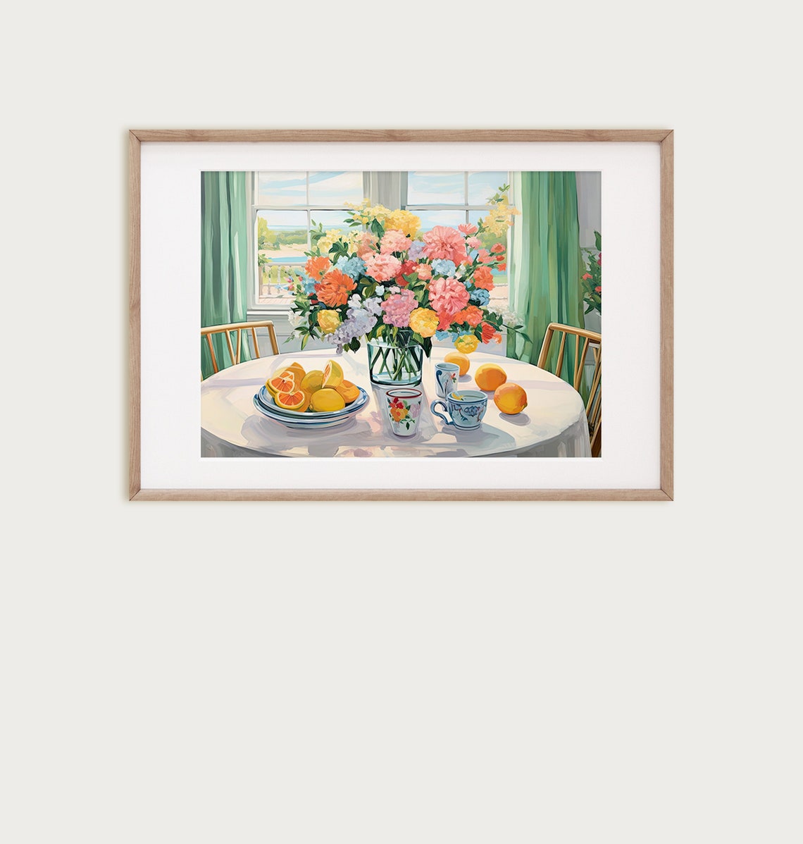 Sunny Floral Bouquet Citrus Still Life Kitchen Table Wall Art
