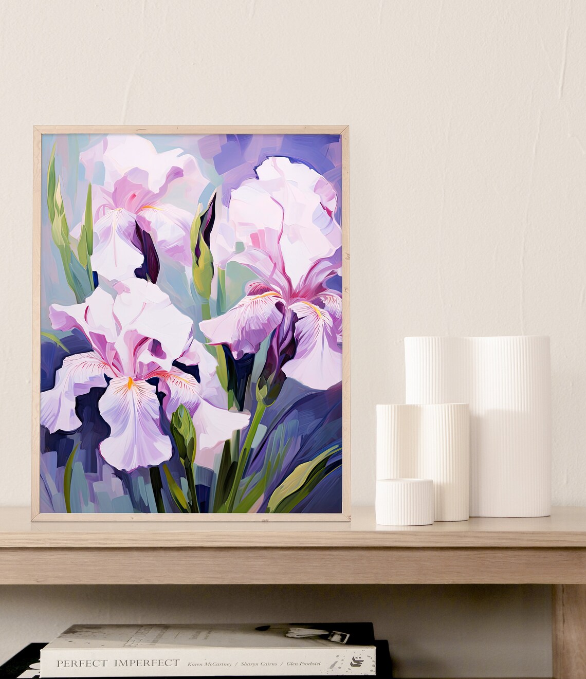Lavender Iris Blossoms Purple Floral Oil Painting Spring Poster - Image 3