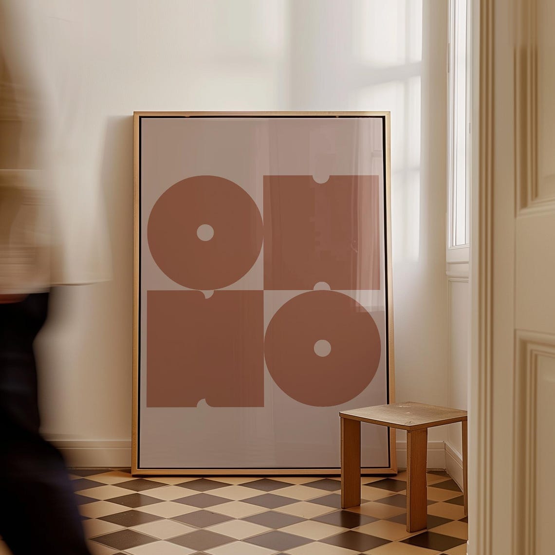 Oh No Playful Pink Typography Retro Geometric Minimalist Art Poster
