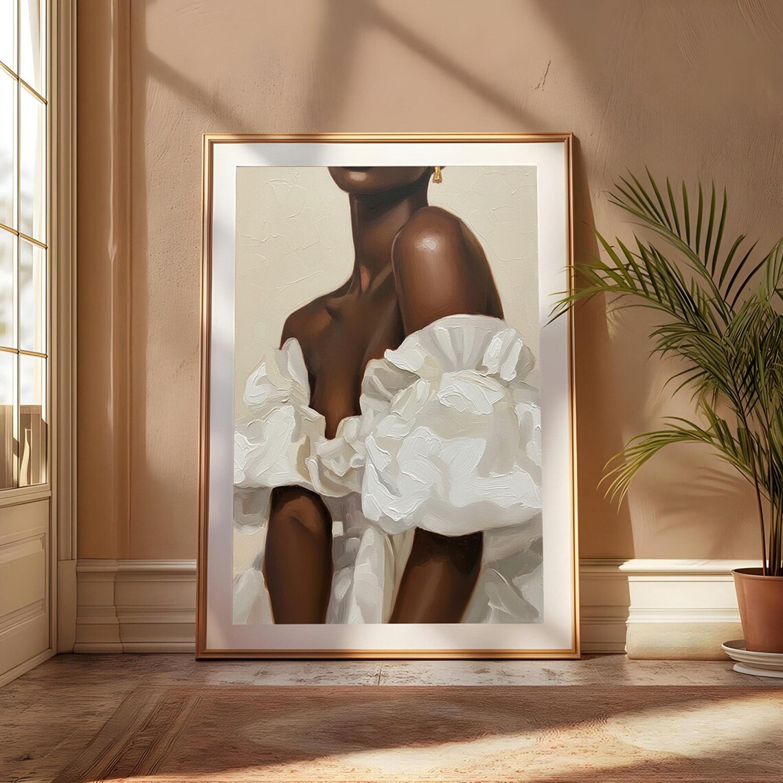 Elegant Woman In White Dress, Minimalist Art Print