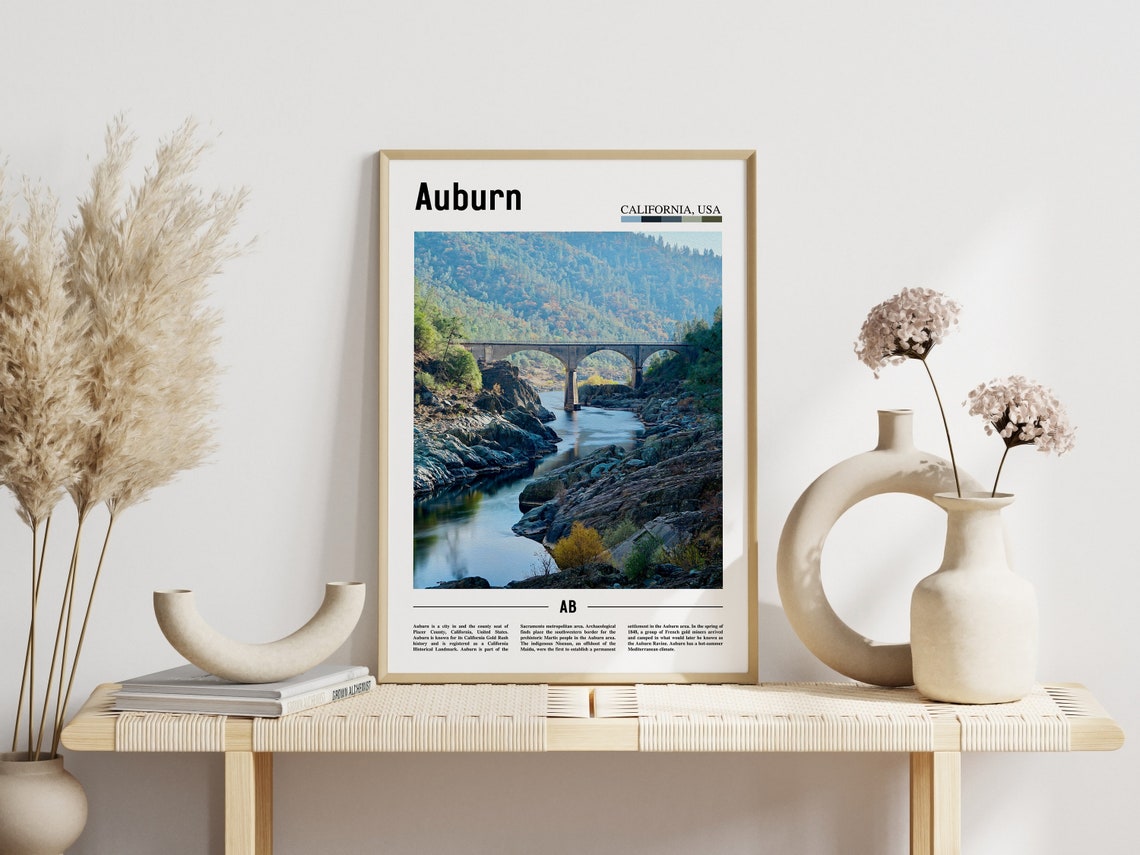 Auburn Print Auburn Poster Auburn Wall Art Minimal Travel Print Minimal City Poster Travel Destination City Print Oil Painting Poster - Image 5