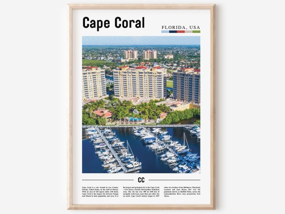 Cape Coral Travel Poster, Colorful City Artwork